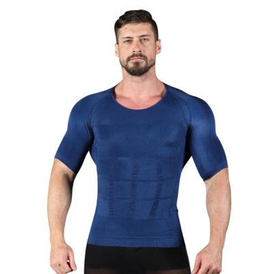 China 2021 QUICK DRY men's shapewear short sleeve plus size men's T-shirts slim lift men's shaper cooling T-shirt for sale