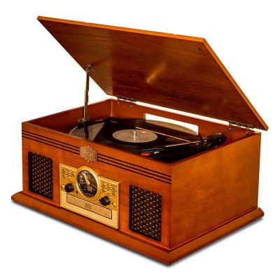 China Vintage Wooden FM Tuning/CD Analog Music Center Record Player, Blue-tooth and Built-in Stereo Speakers Vinyl Turntable Cartridge E-628J-J2 for sale