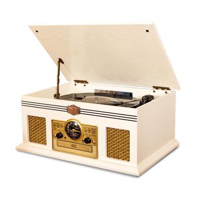 China Wooden FM Tuning/CD Multi Analog Player, Auxin, Fingerboard, Blue-tooth and Turntable Built-in Stereo Speakers Vinyl Record Player E-628J-J1 for sale