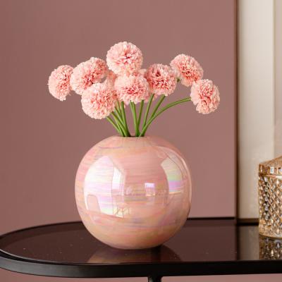 China Corrosion Resistance Table Decoration Modern Decorative Handmade Wedding Transparent Ceramic Flower Vase With Artificial Flowers for sale