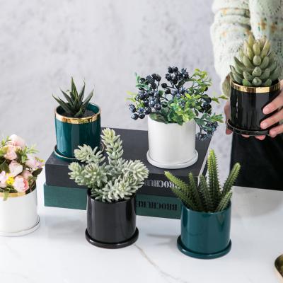 China Corrosion Resistance Wholesale Mini Garden Plant Ceramic Flower Indoor Nordic White Small Planter Pots For Indoor Plants for sale