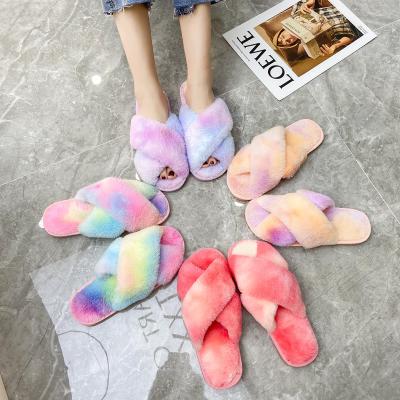 China Wholesale Open Soft Rubber Fur Winter Fashion Comfortable Single Toe Lady Men Cushioning Faux Slips Plush Slippers For Women Cotton Home Shoes for sale