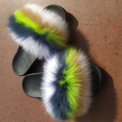 China Damping 2020 new fur slides women's home fur slides thick fur slippers for sale