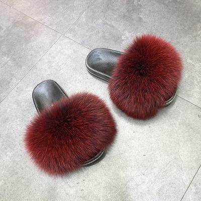 China Toddler Fur Slippers Fur Cushioning Slides Fluffy Fur Slides for sale