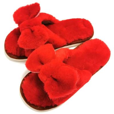 China Damping Winter Wool Fur Slippers Sheepskin Slippers Popcorn Bottom Fur Indoor Slippers for sale