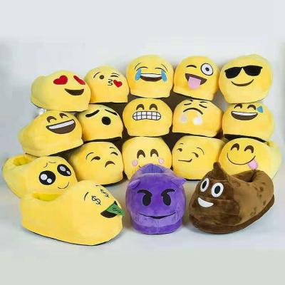 China Damping emoji plush slippers winter saddle cotton slippers cartoon plush custom slippers factory wholesale for sale