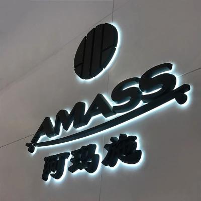 China Low Consumer Halo Bed Light Up Metal Front Outdoor Led Store Sign Letter Business 3D Backlit Signboard for sale