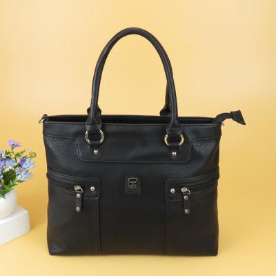 China Semi PU Leather OEM Customized Casual Messenger Handbag Fashion Ladies PU Multi-pocket Zipper Pure Black Leather Bag for sale