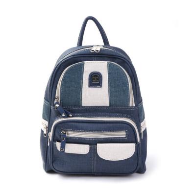 China Fashion Custom Female Leather Classic PU Retro OEM Water Repellent Rucksack Backpack Can Be All-match Portable Leisure Travel Bag Denim Blue for sale