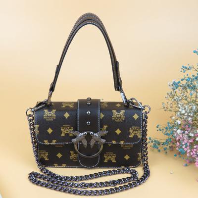 China Semi chain female shoulder handbag PU leather high-end new design can be cross-carried fashion contrast color cross casual bag for sale