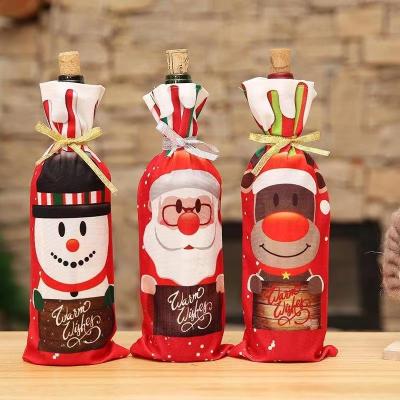 China Newest Promotion 2022 Christmas Decorations Snowman Deer Spawn Christmas Design Wine Bottle Bag for sale