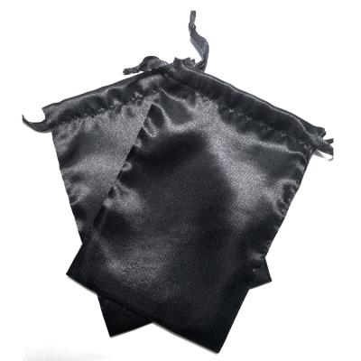 China Promotion Drawstring Bag Black Satin Hair Silk Bags For Hair Bundles Packaging for sale