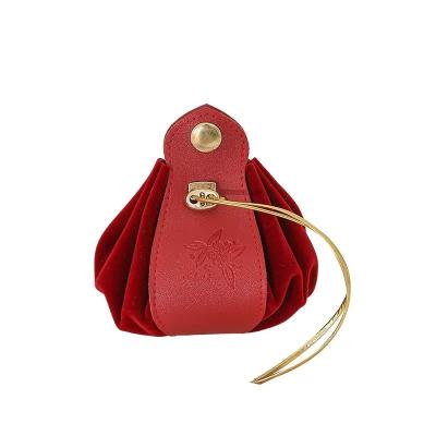 China Promotion PU Leather Dice Bag Pouch With Drawstring Shell Shape Velvet Folding Hexagon Key Coin Candy Storage Case for sale