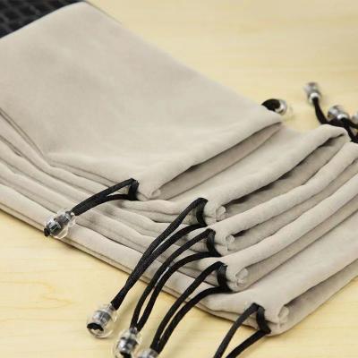 China Custom Gray Velvet Promotion Jewelry Gift Drawstring Bag Pouches for sale