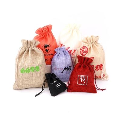 China Promotion Wholesale Custom Logo Small Pouch Jute Drawstring Bag Canvas Burlap Bags Drawstringg Bags for sale