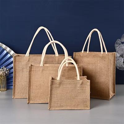 China Promotion Manufacturers Custom Logo Jute Organic Burlap Tote Bags Organic Empty Tote Bags With Logo for sale