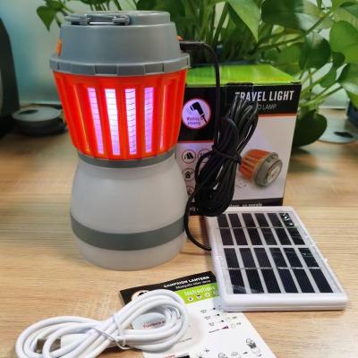 China Summer Viable 2 in 1 Foldable Recahrgeable Battery Solar Power Mosquito Killer Lamp with Travel Camping Light for Camping Trip for sale