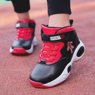 China Round Children's Leather Waterproof Basketball Shoes Non Slip Boys Sports Shoes for sale