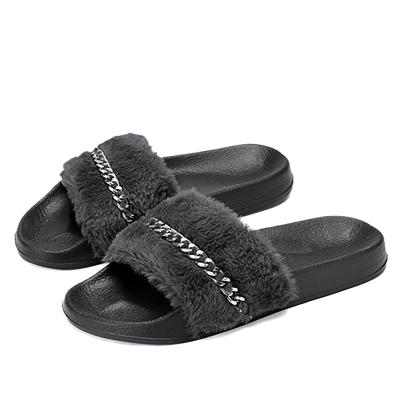 China Fashion Trend Women's Fashion Indoor Open Fluffy Slippers Soft Toe Fur Slides Slippers Home Slippers for sale