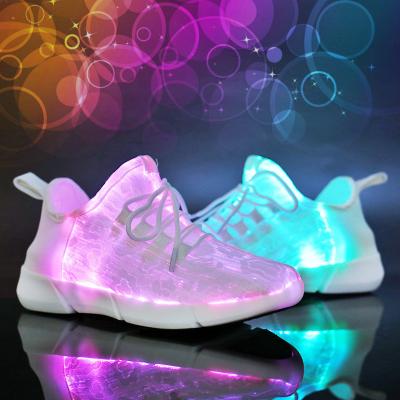 China Fashion Trend Men Women Luminous Trainers USB Fiber LED Flashing Fill Light Up Shoes For Festivals Christmas for sale