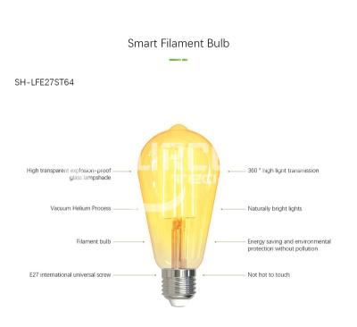 China Residential Tuya ST64 WiFi Connected Smart Edison Filament LED Bulb for sale