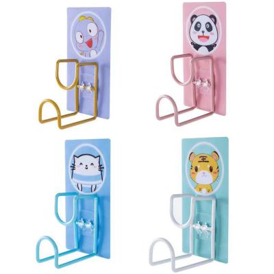 China Clothing Washbasin Storage Rack Wall-Mounted Punch-Free Cute Animal Toilet Shelf Bathroom Self Adhesive Hook for sale