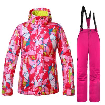 China OEM Anti-UV Women's Winter Waterproof Hooded Women's Outdoor Snowboarding Ski Suits for sale