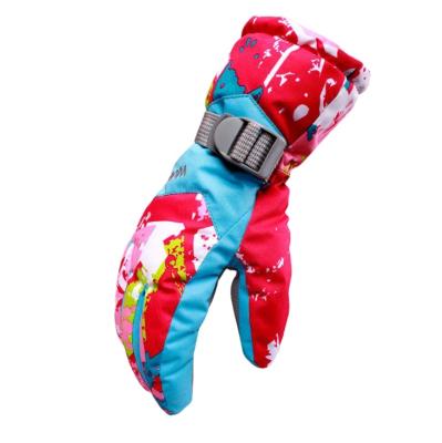 China Waterpoof Jining Water Resistant Women's Ski Gloves Cold Weather Warm Fleece Striped Snowboard Gloves for sale