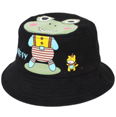 China Custom Cute Frog Cartoon Character Printing Kids Summer Funny Bucket Hat Fisherman Hat for sale