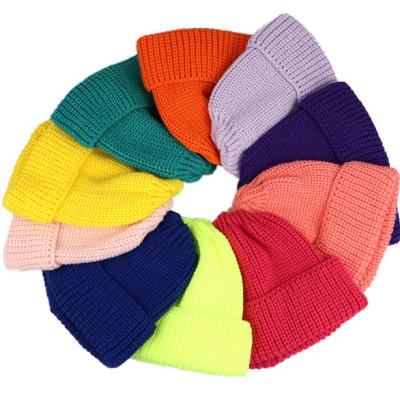 China 2021 COMMON New Type Winter Knitted Hat Women Plain Skull Knitting Beanie Hats for sale