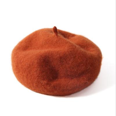 China Simple popular image new arrival woolen plain style young ladies 100% wool felt beret for sale