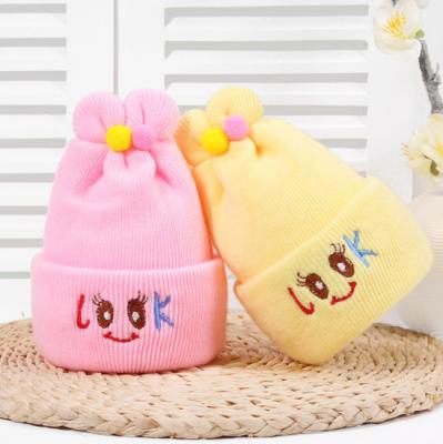 China 2020 New Low MOQ Newborn Baby Warm Cotton Infant Warm Winter Knitted Beanies Hat for sale