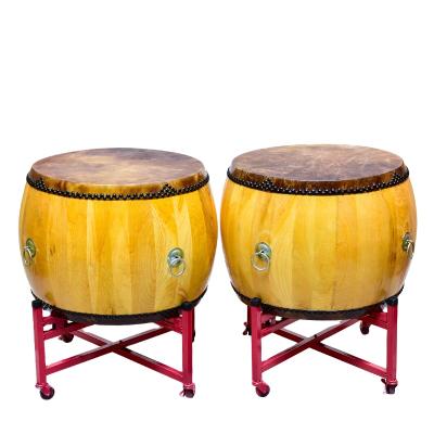 China Large Color Log Cowhide Chun Chun Drum Chinese Thatch Drum Color Natural Ethnic Drum Adult White Wooden Temple Drum for sale