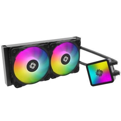 China Computer Case 240mm Radiator Dual 120mm PWM Fans Software Control CPU Liquid Cooler for sale