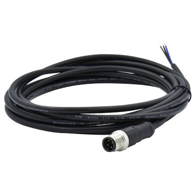 China Ip68 4pin M12 Sensor Electrical Wire Automotive Male Female Connector With Free End for sale