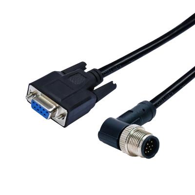 China M12 8pin Automotive Male / Female Straight / Right Angle Cable To D-SUB 9 Pin Male Connector for sale