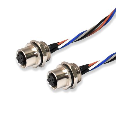 China M12 5pin Flange Panel Mount Automotive Female Connector With 1 Meter PVC Cable for sale