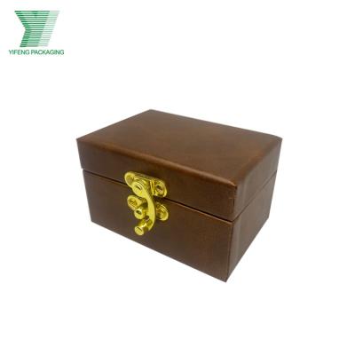 China Disposable Custom Size No PU Logo Leather Mini Jewelry Keepsake Gift Box With Metal Lock for sale