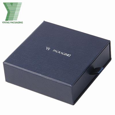 China Guangzhou Yifeng Eco-friendly Packaging Luxury Black Blue Men Slip Drawer Box Purse Wallet Gift Cardboard Paper Packaging Box for sale