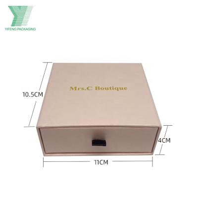 China Yifeng High End Pink Eco-friendly Packaging Custom Logo Printed White Gift Slide Jewelry Packaging Box for sale