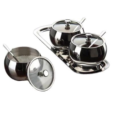 China Durable Freshness Retention Advantage 304 Stainless Steel Spice Bottle Sugar Bowl With Spoon And Lid for sale