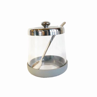 China Viable Clear Glass Sugar Canister Kitchen Canisters Sugar Dispenser for sale