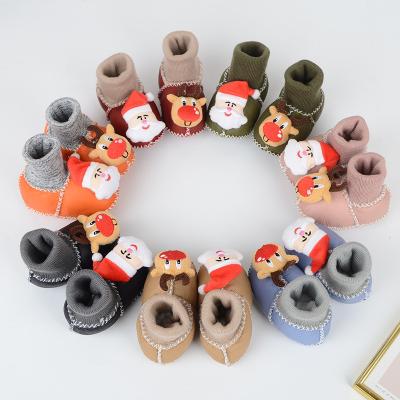 China Round Winter Sheepskin And Fur Boots Baby Anti-Slip Soft Floor Learn To Walk Baby Socks Shoes Thick Warm Children Toddler Shoes for sale