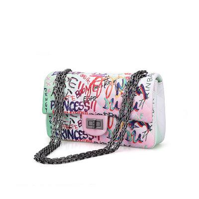 China Art Printed Princess Pures Rainbow Fashion INS Fashion Graffiti Handbag Colorful Fashion Women Bag for sale