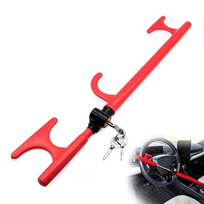 China Universal Heavy Duty Anti-Theft Steering Wheel Lock Devices Adjustable Length Anti-Theft Lock Security For Truck Car SUV Tractor Golf Cart Red for sale