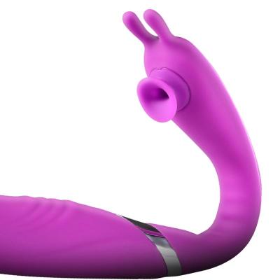 China Small beast suction rod silicone vibrator fixed point function silicone female bending adult suction rechargeable automatic heating massager stick for sale