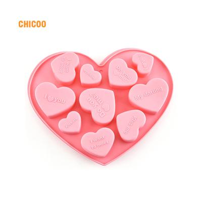 China Viable Handmade Silicone Silicone Baking Mold For Christmas Chocolate Valentine's Day Diy Heart Shaped Gift for sale