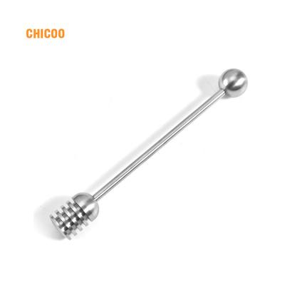 China Viable 304 Stainless Steel Dipper Stick Honey And Syrup Spoon Wand For Honey Pot Jar Containers for sale