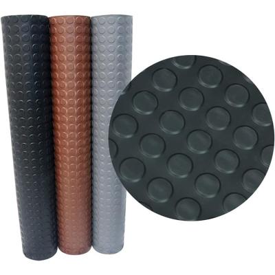 China 3mm Horse Stall Mattress Floor Rubber Mat 16.4 X 3.3 Fts Heavy Duty Coin Grip Garage Flooring Roll Non Slip for sale