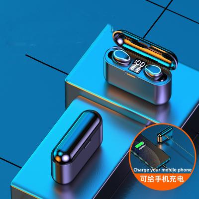 China TWS (True Wireless Stereo) 2021 wholesale tws 5.0 music earphone waterproof touch control stereo earphone F9 headphones for sale